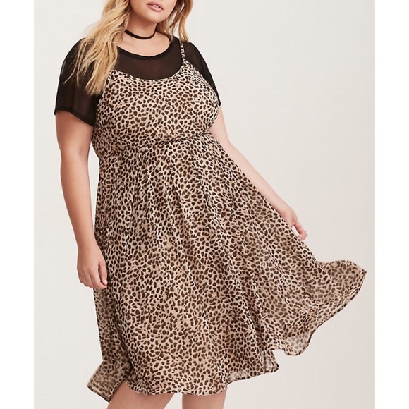 Torrid Leopard Print Chiffon Midi Dress Size 0 - Picture 2 of 8